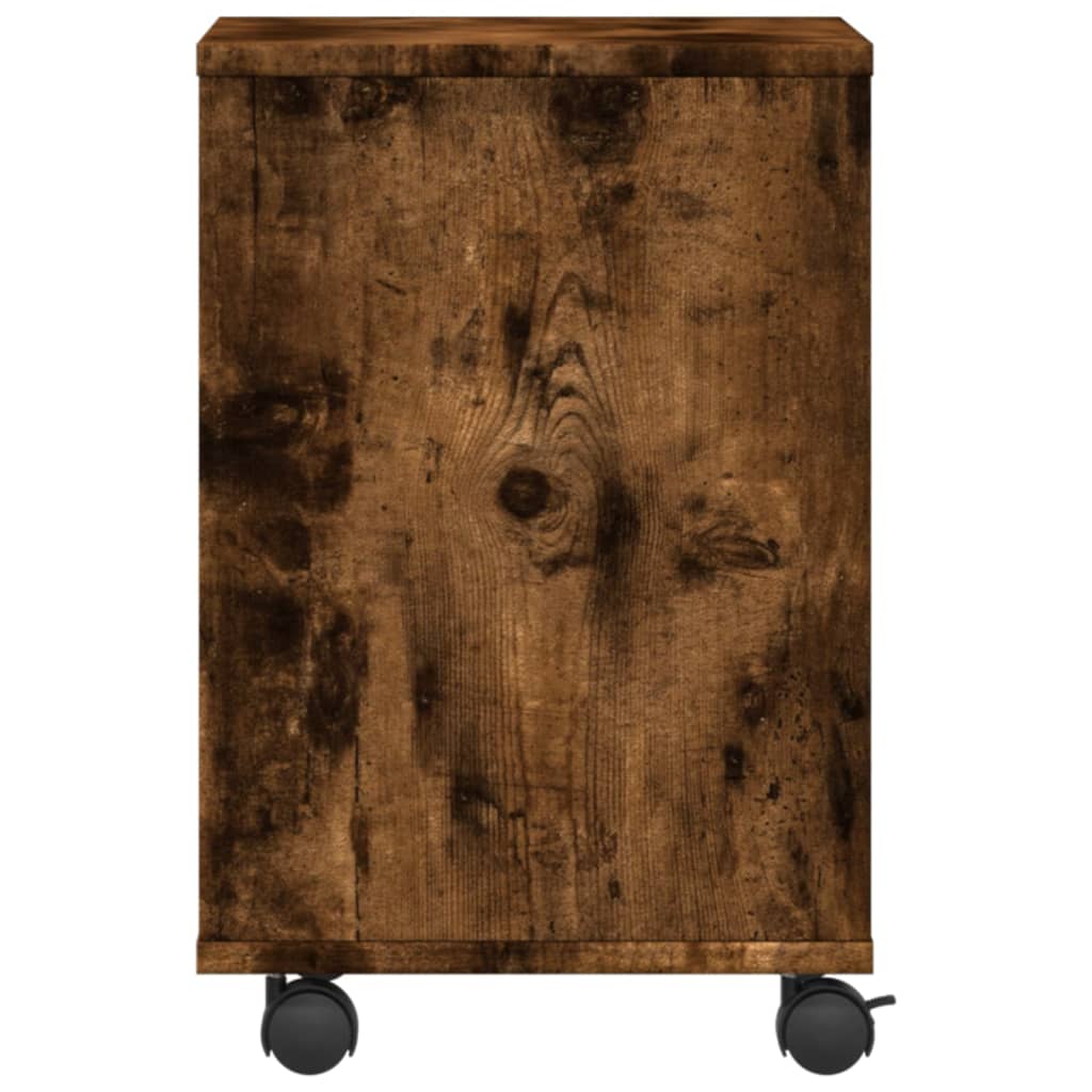 Meuble d'appoint roulant pour imprimante en chêne fumé 41x32x48 cm
