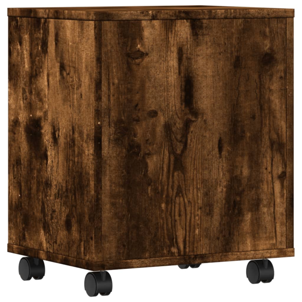 Meuble d'appoint roulant pour imprimante en chêne fumé 41x32x48 cm