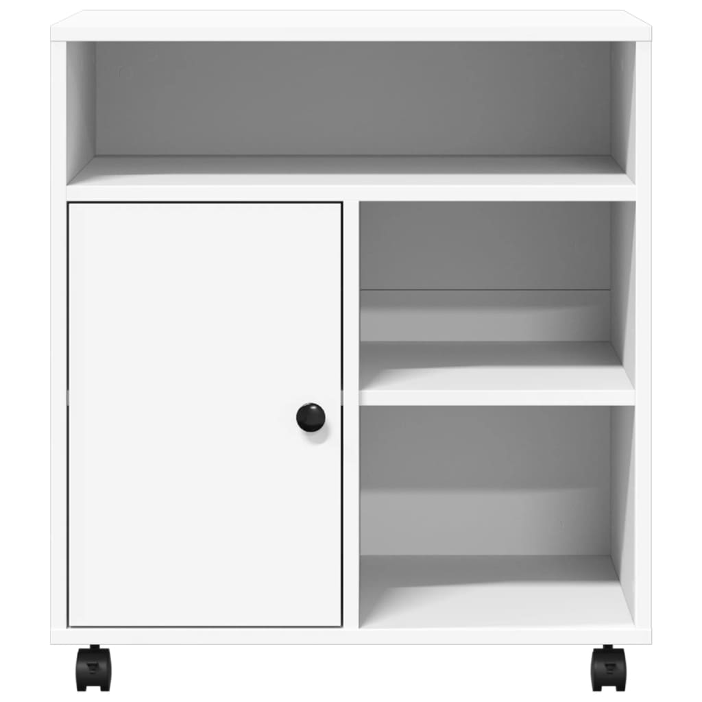 Meuble d'imprimante à roulettes blanc 60x50x67 cm