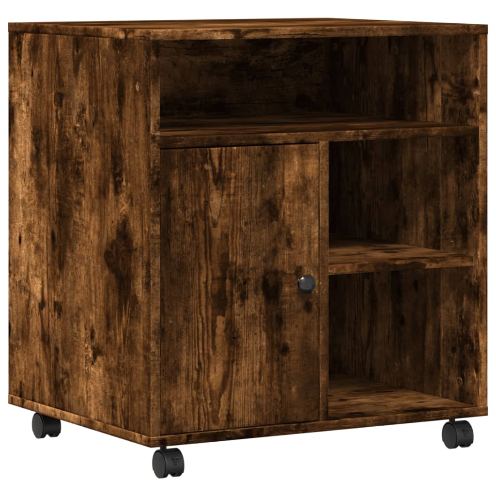 Meuble support imprimante à roulettes chêne fumé 60x50x67 cm