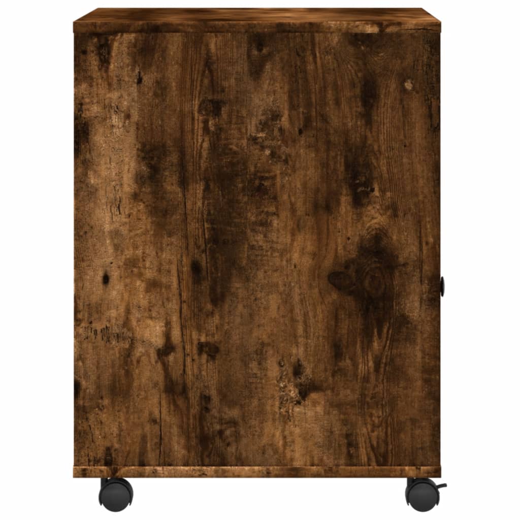 Meuble support imprimante à roulettes chêne fumé 60x50x67 cm