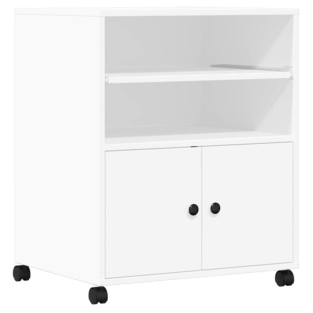 Meuble d'imprimante à roulettes Blanc 60x48x74 cm