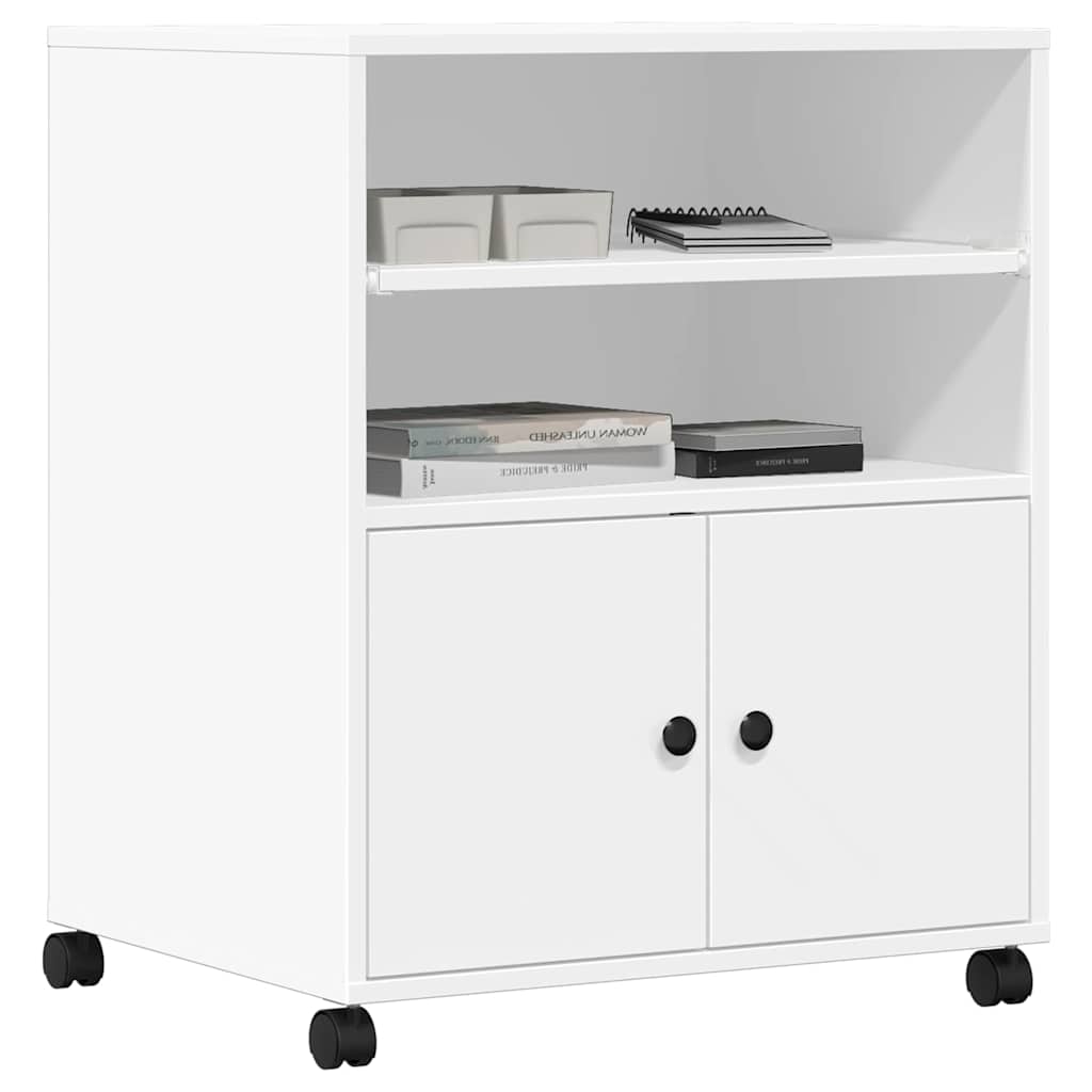 Meuble d'imprimante à roulettes Blanc 60x48x74 cm