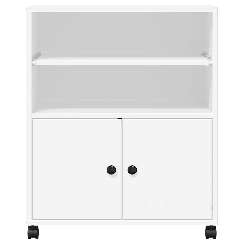 Meuble d'imprimante à roulettes Blanc 60x48x74 cm