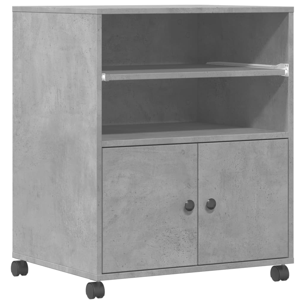 Printer Stand with Casters Concrete Gray 60x48x74 cm