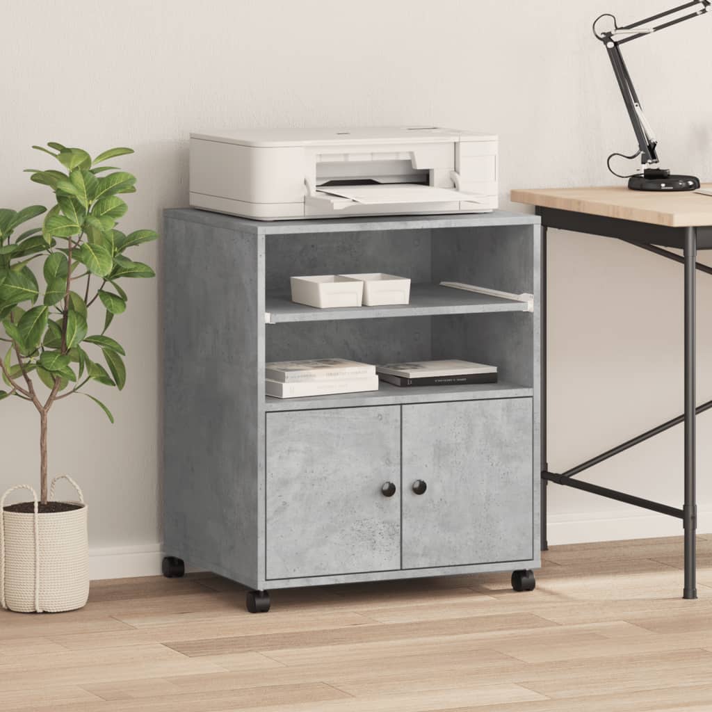 Printer Stand with Casters Concrete Gray 60x48x74 cm