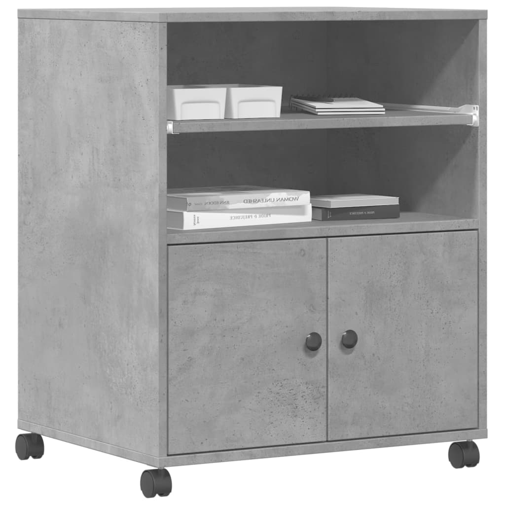 Printer Stand with Casters Concrete Gray 60x48x74 cm