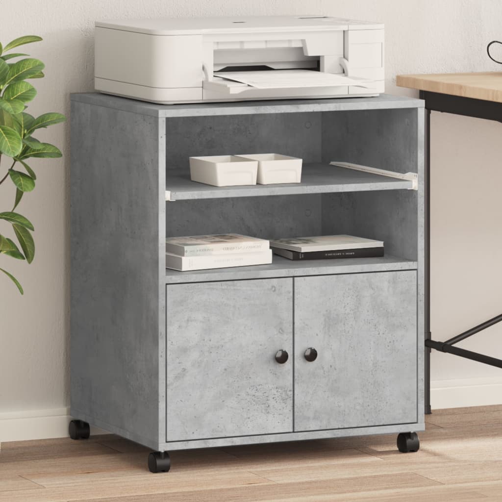 Printer Stand with Casters Concrete Gray 60x48x74 cm