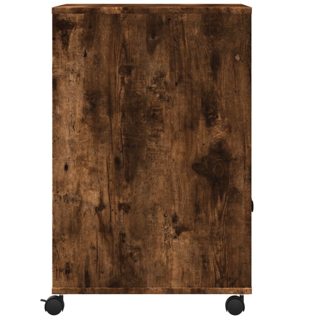 Meuble imprimante à roulettes chêne fumé 60x48x74 cm