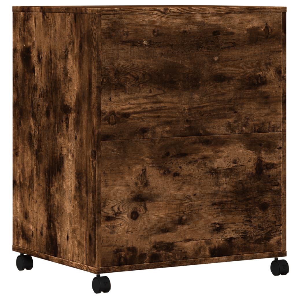 Meuble imprimante à roulettes chêne fumé 60x48x74 cm