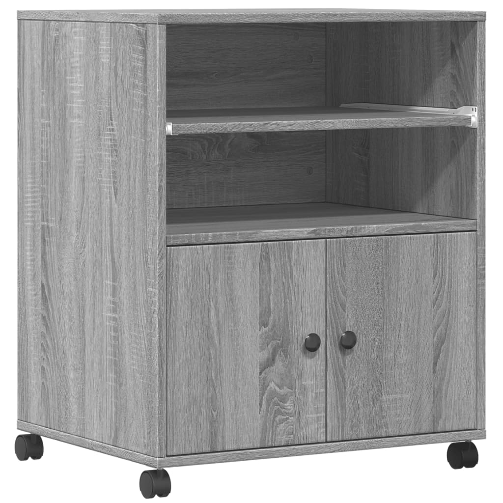 Meuble d'imprimante à roulettes gris Sonoma 60x48x74 cm