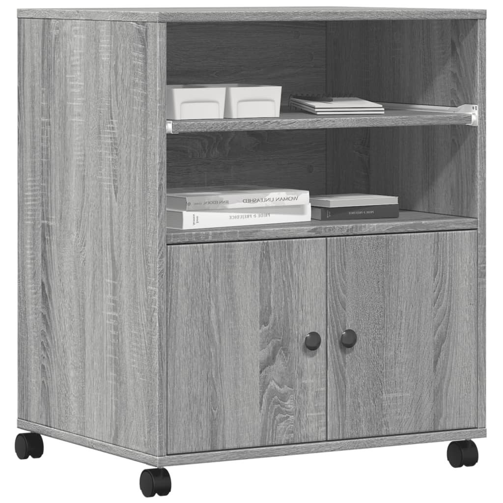 Meuble d'imprimante à roulettes gris Sonoma 60x48x74 cm