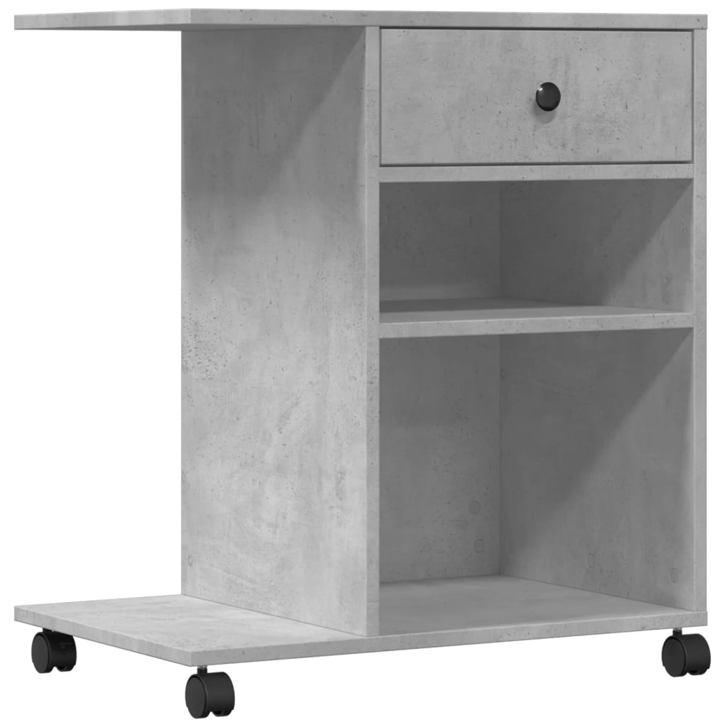 Support d'imprimante à roulettes Gris béton 60x40x68,5 cm