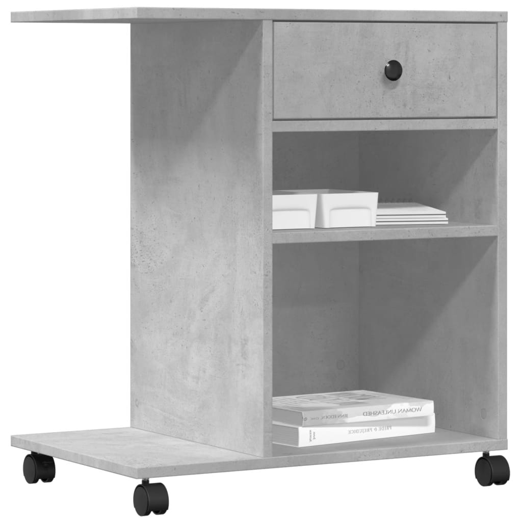 Support d'imprimante à roulettes Gris béton 60x40x68,5 cm