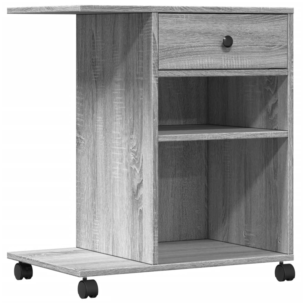 Meuble d'imprimante à roulettes gris Sonoma 60x40x68,5 cm