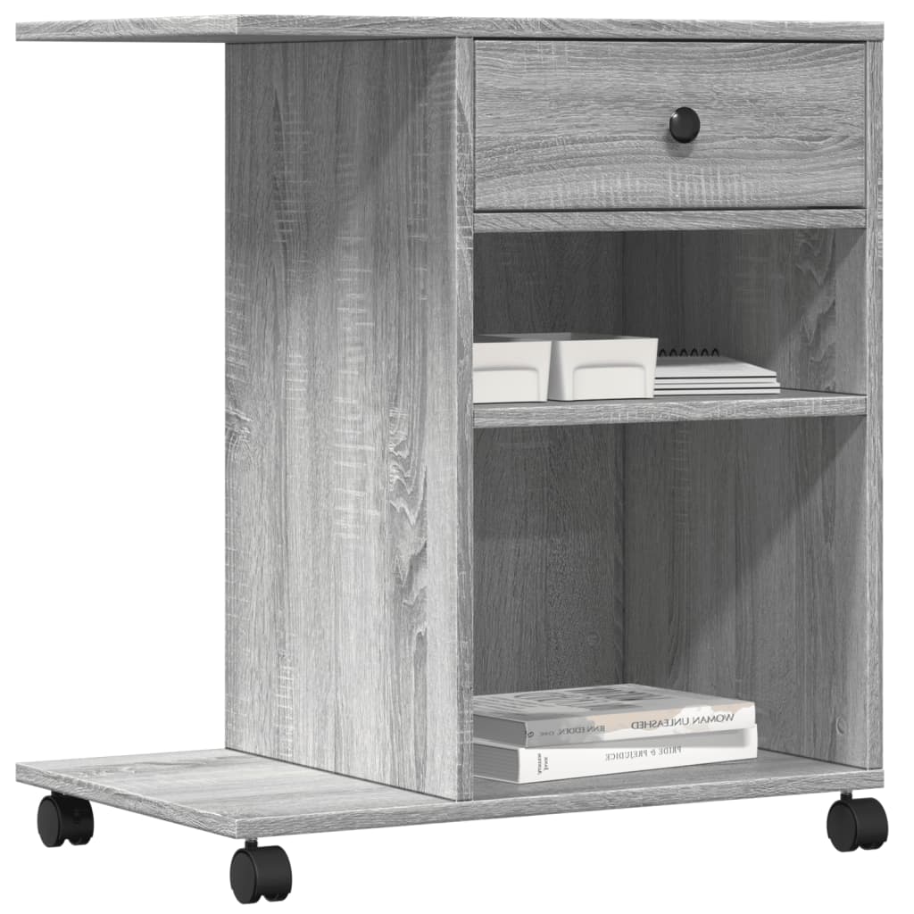 Meuble d'imprimante à roulettes gris Sonoma 60x40x68,5 cm