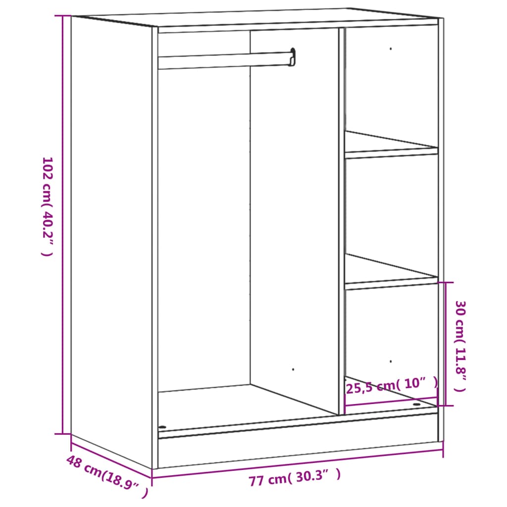 Armoire blanche 77x48x102 cm en bois d'ingénierie
