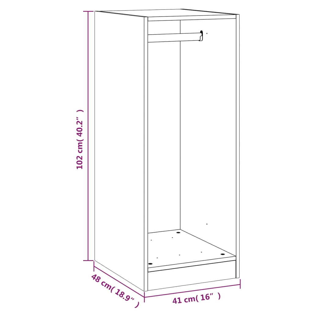 Armoire chêne fumé 48x41x102 cm panneau de particules