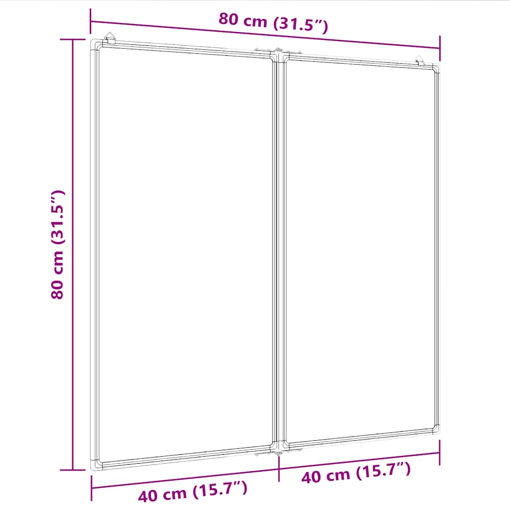 Magnetic Whiteboard Foldable 80x80x1.7 cm Aluminum