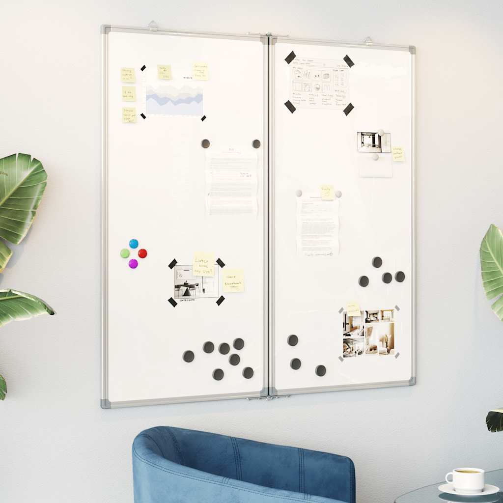 Magnetic Whiteboard Foldable 80x80x1.7 cm Aluminum