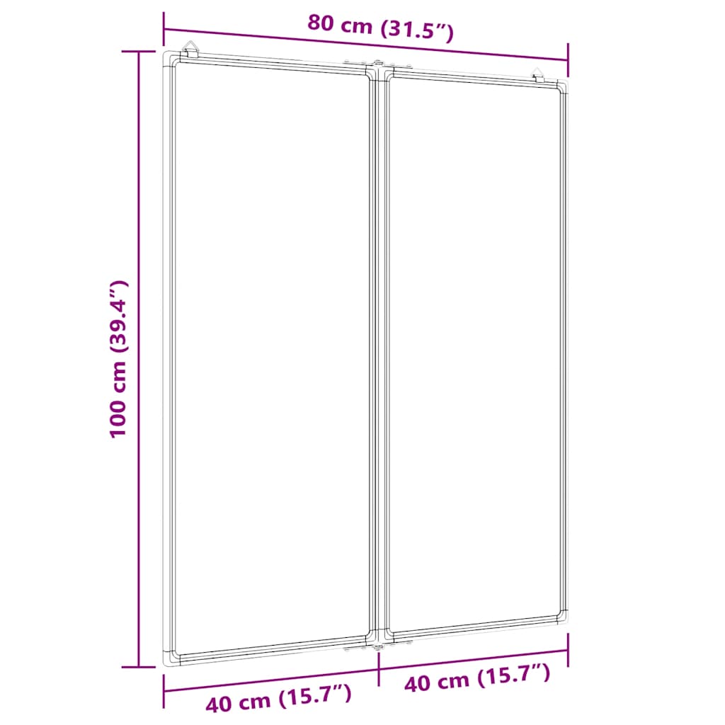 Magnetic Foldable Whiteboard 80x100x1.7 cm Aluminum