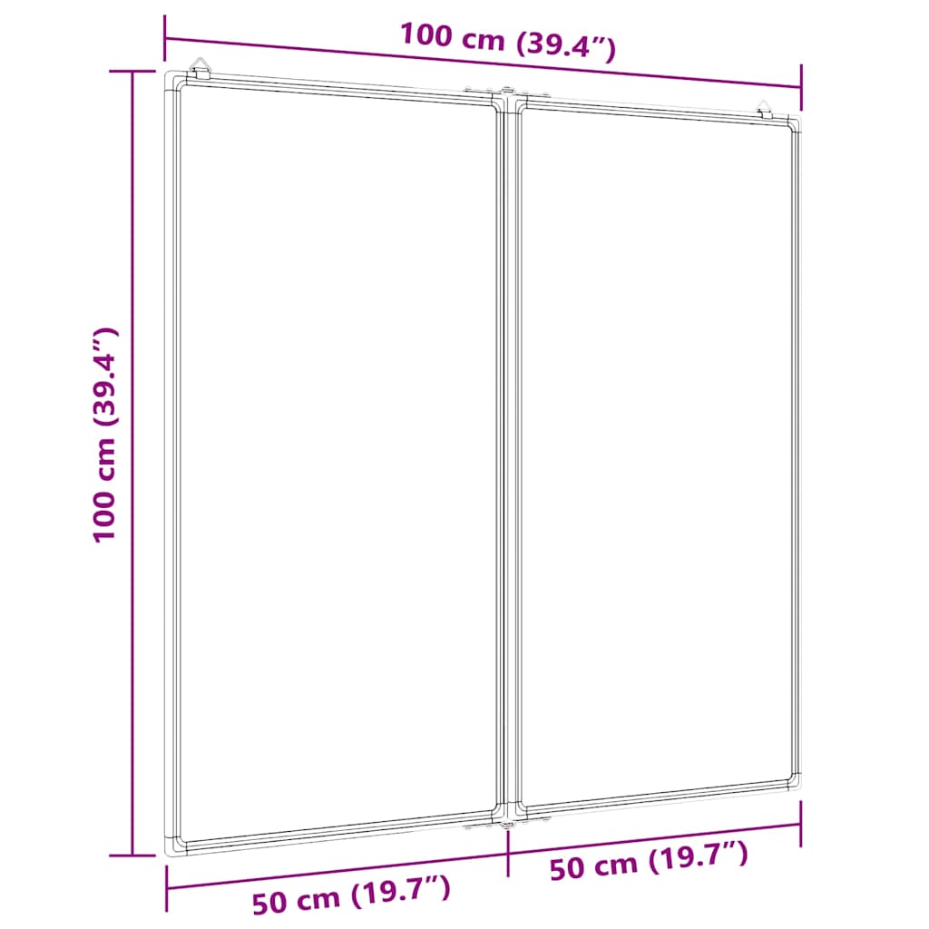 Magnetic Whiteboard Foldable 100x100x1.7 cm Aluminum