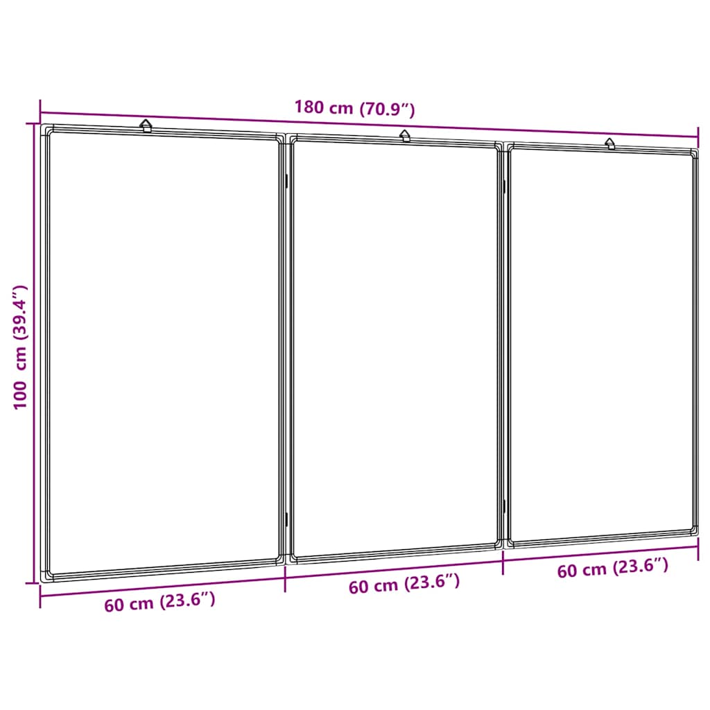 Tableau blanc magnétique pliable 180x100x1,7 cm aluminium