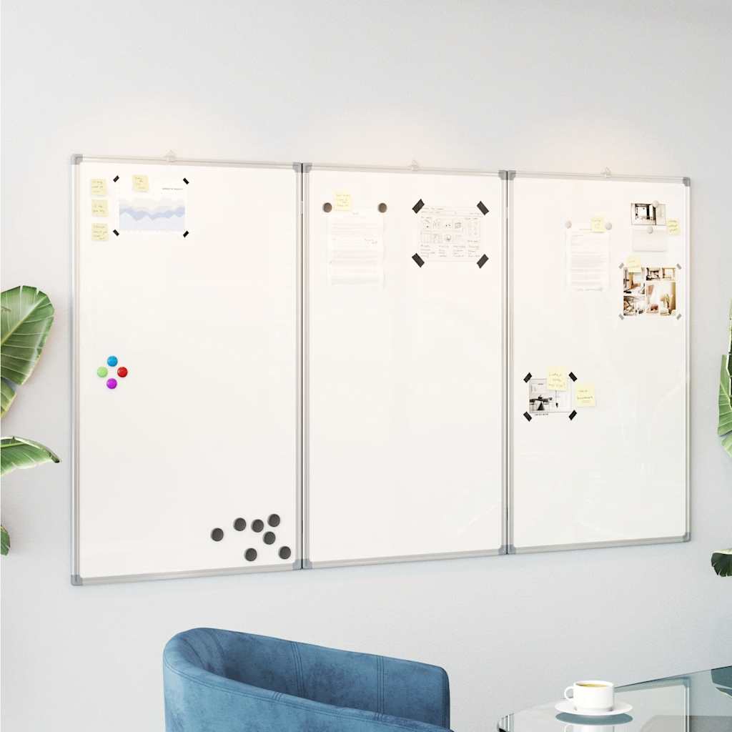 Tableau blanc magnétique pliable 180x100x1,7 cm aluminium