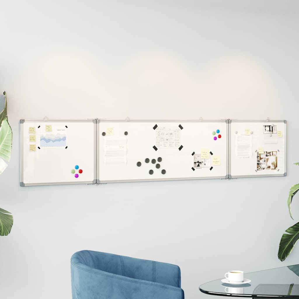 Magnetic Whiteboard Foldable 200x40x1.7 cm Aluminum