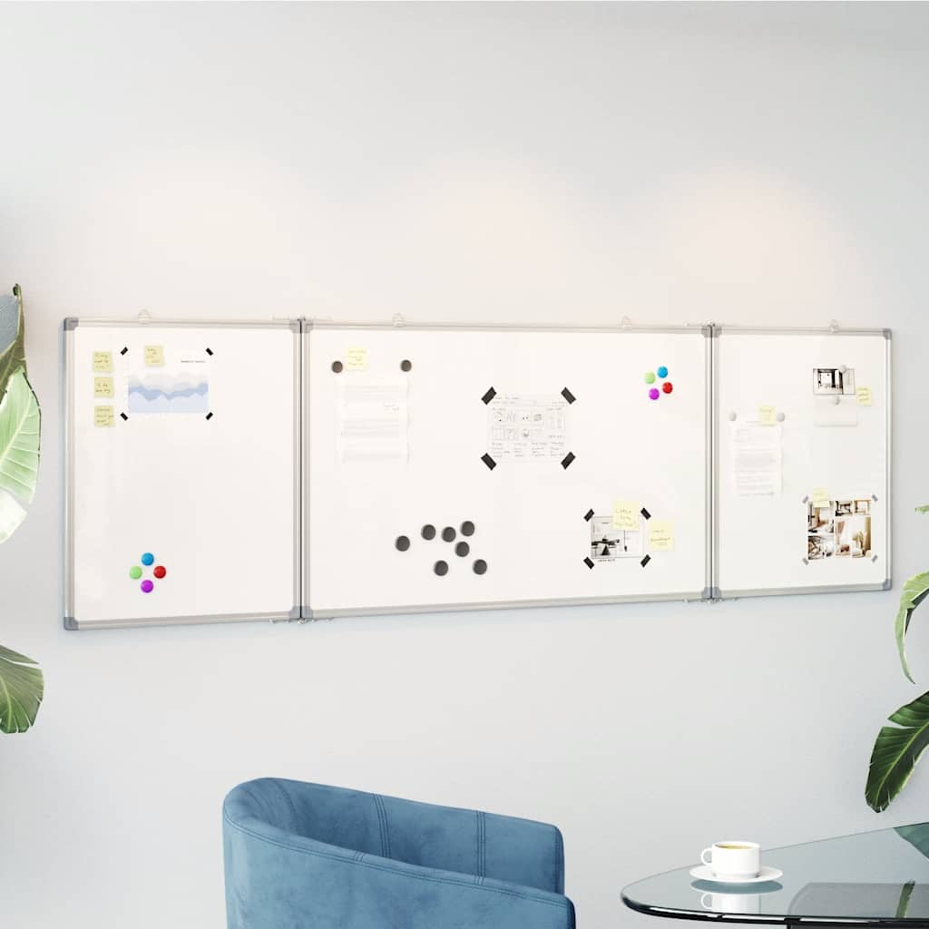 Tableau blanc magnétique pliant 160x50x1,7 cm aluminium