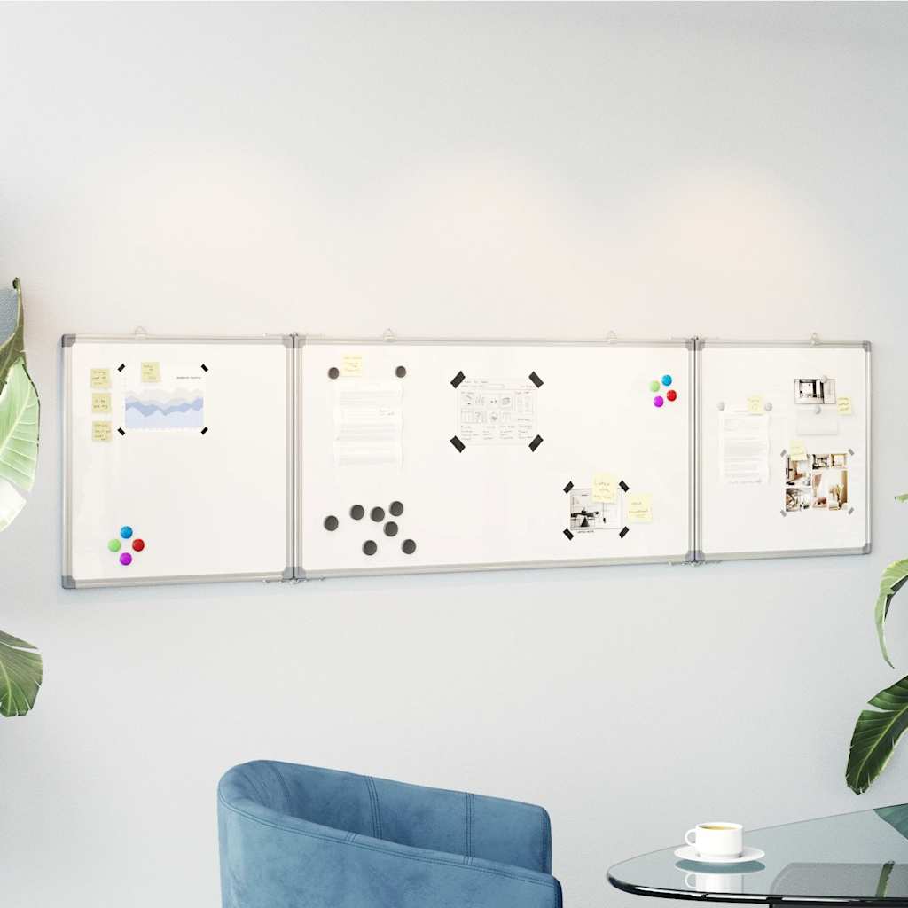 Tableau blanc magnétique pliable 200x50x1,7 cm Aluminium
