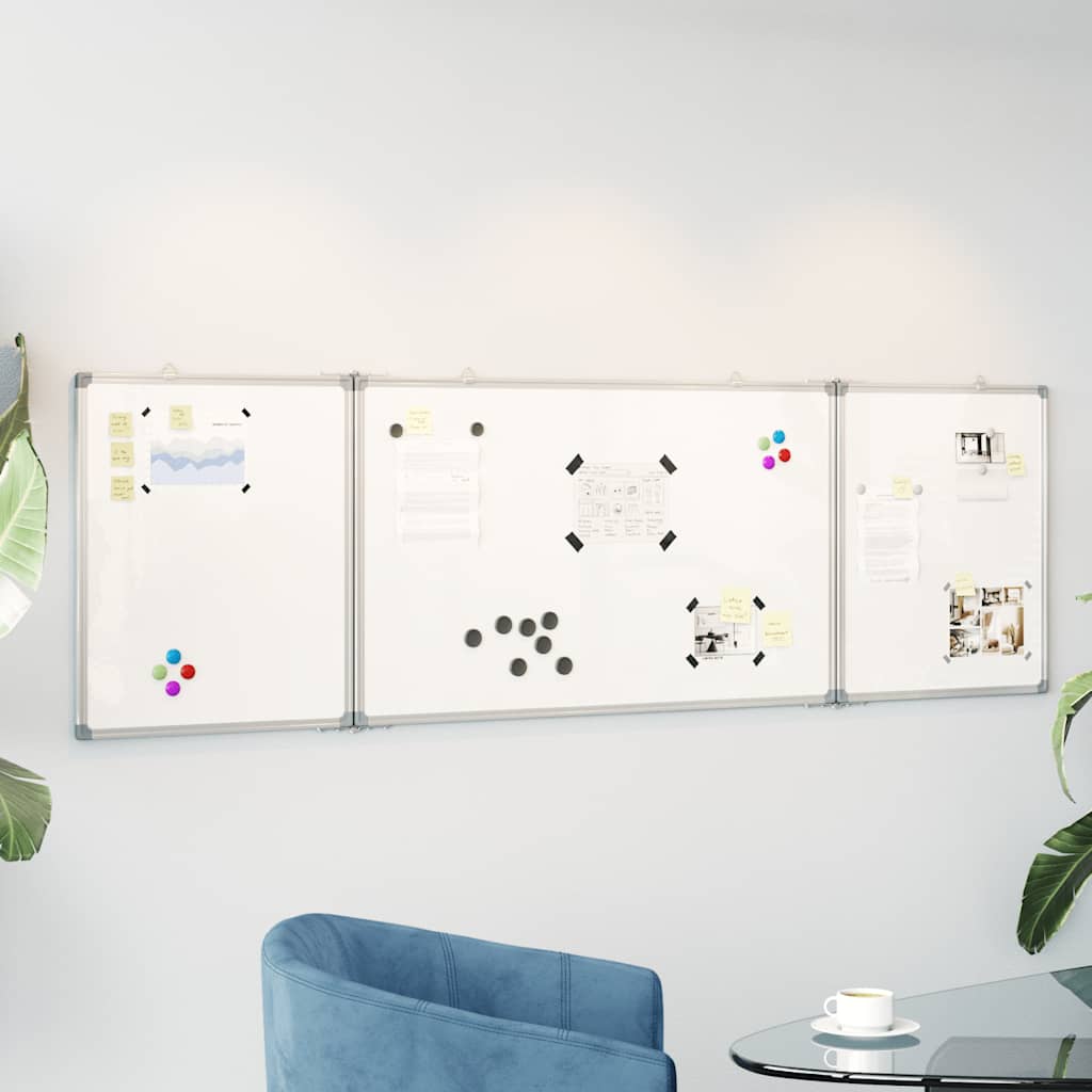 Tableau blanc magnétique pliable 160x60x1,7 cm Aluminium