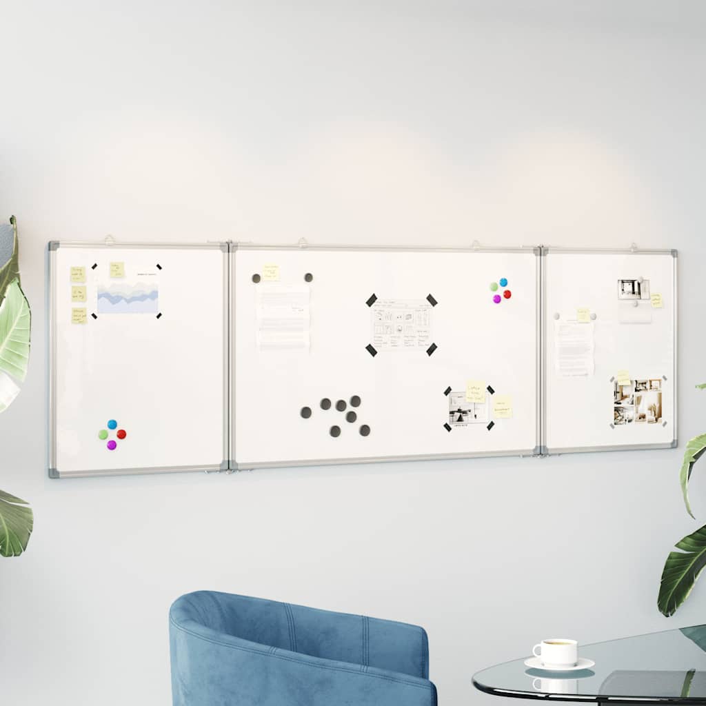 Magnetic Whiteboard Foldable 200x60x1.7 cm Aluminum