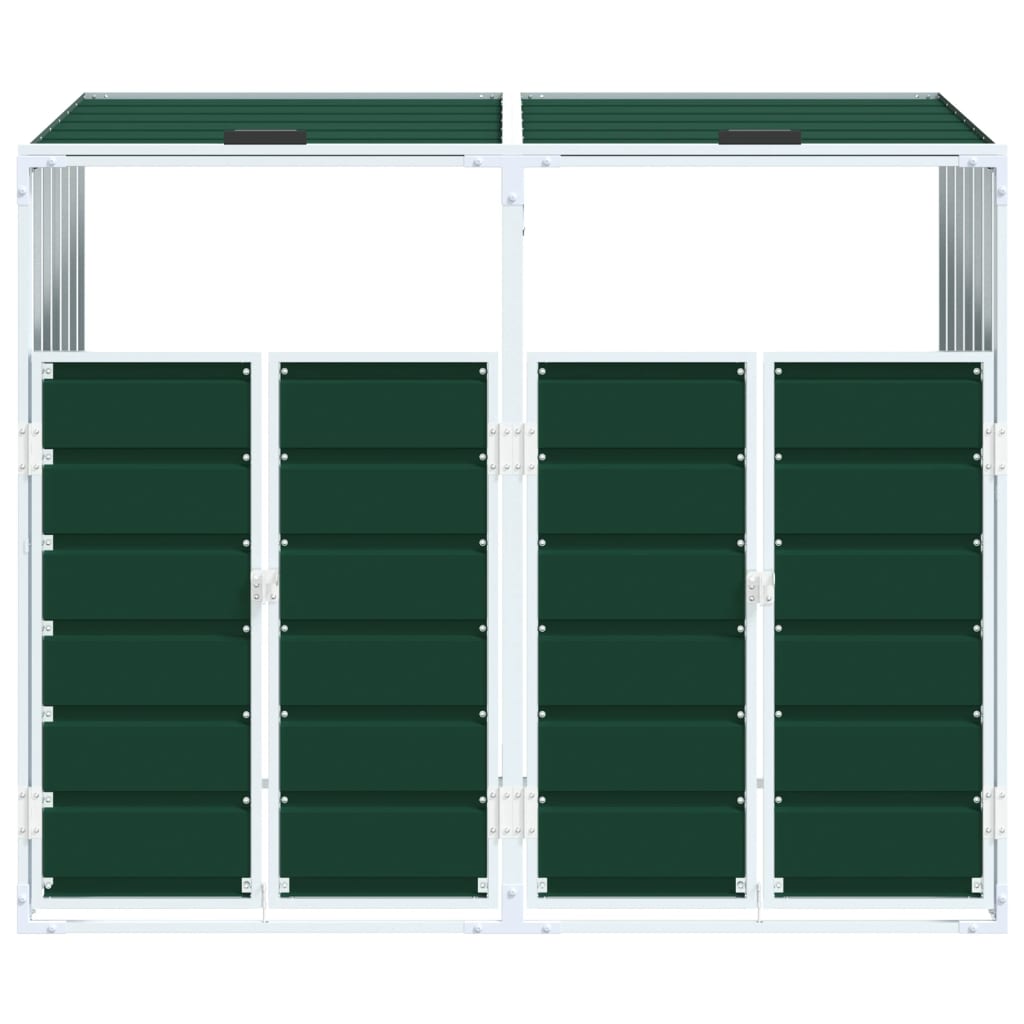 Wheelie bin storage for 2 bins, green, 144x81x113 cm, steel