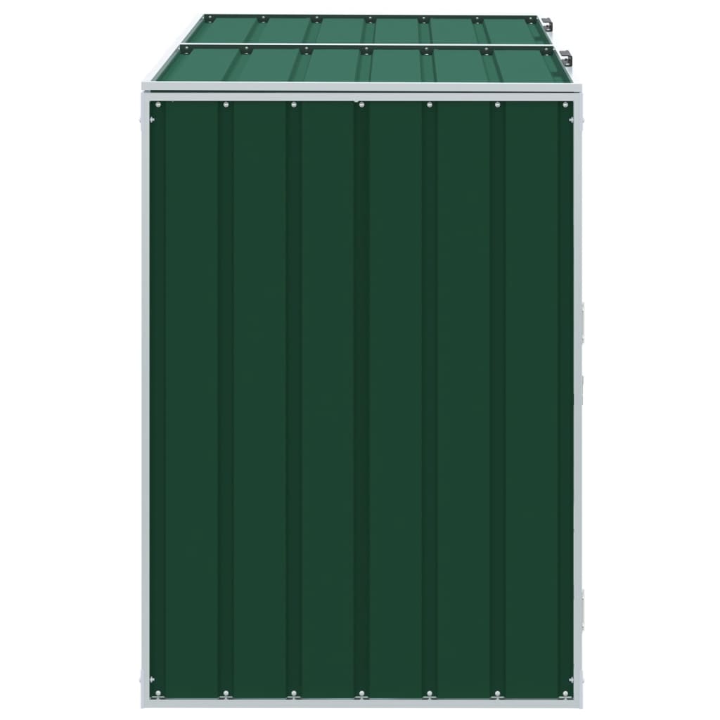 Wheelie bin storage for 2 bins, green, 144x81x113 cm, steel