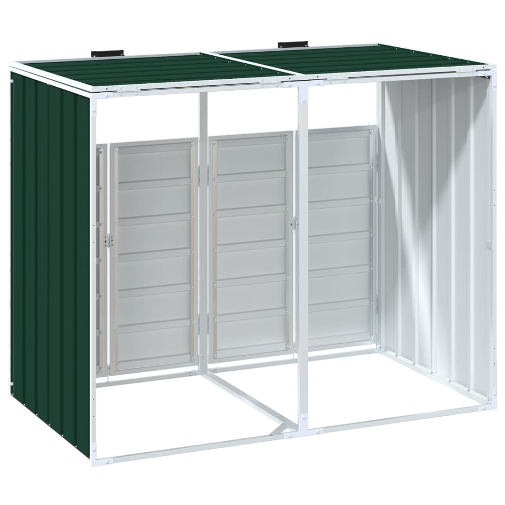Wheelie bin storage for 2 bins, green, 144x81x113 cm, steel