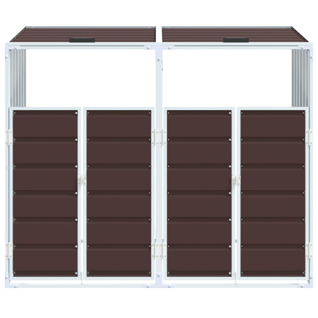 Wheelie bin storage for 2 bins, brown, 144x81x113 cm, steel
