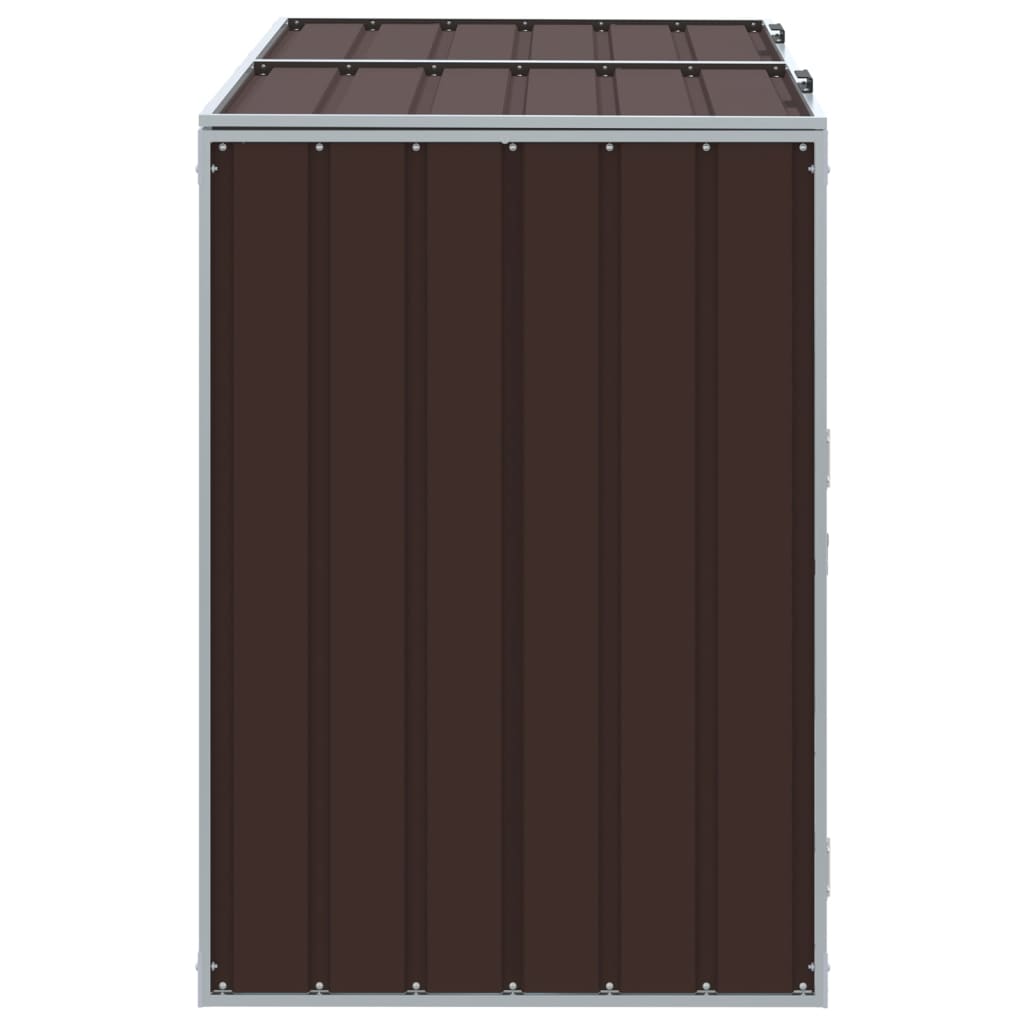 Wheelie bin storage for 2 bins, brown, 144x81x113 cm, steel