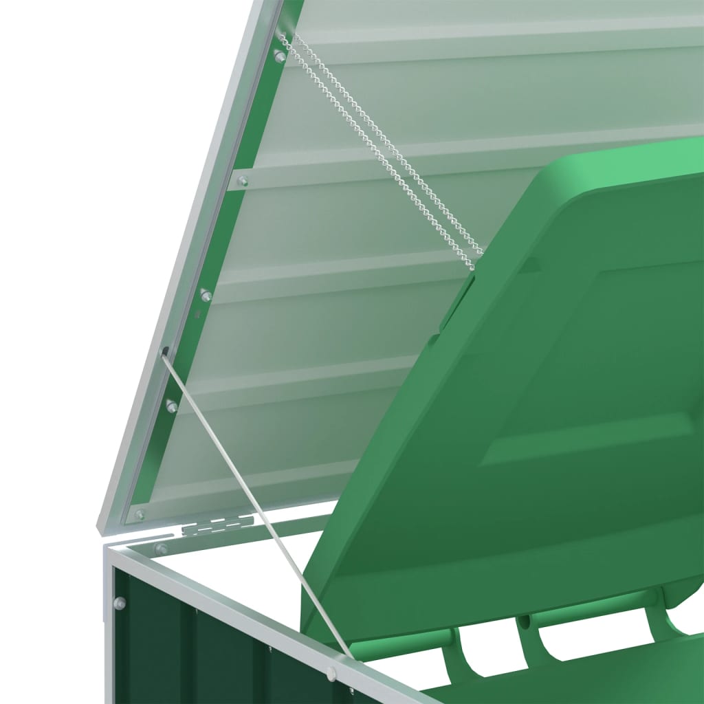 Wheelie Bin Storage for 3 Bins, Green, 216x81x115 cm, Steel