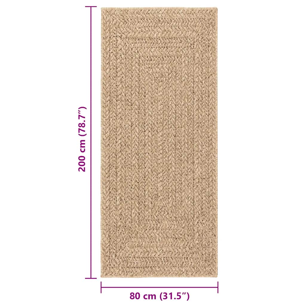 Rug ZIZUR 80x200 cm Jute-look Indoor and Outdoor
