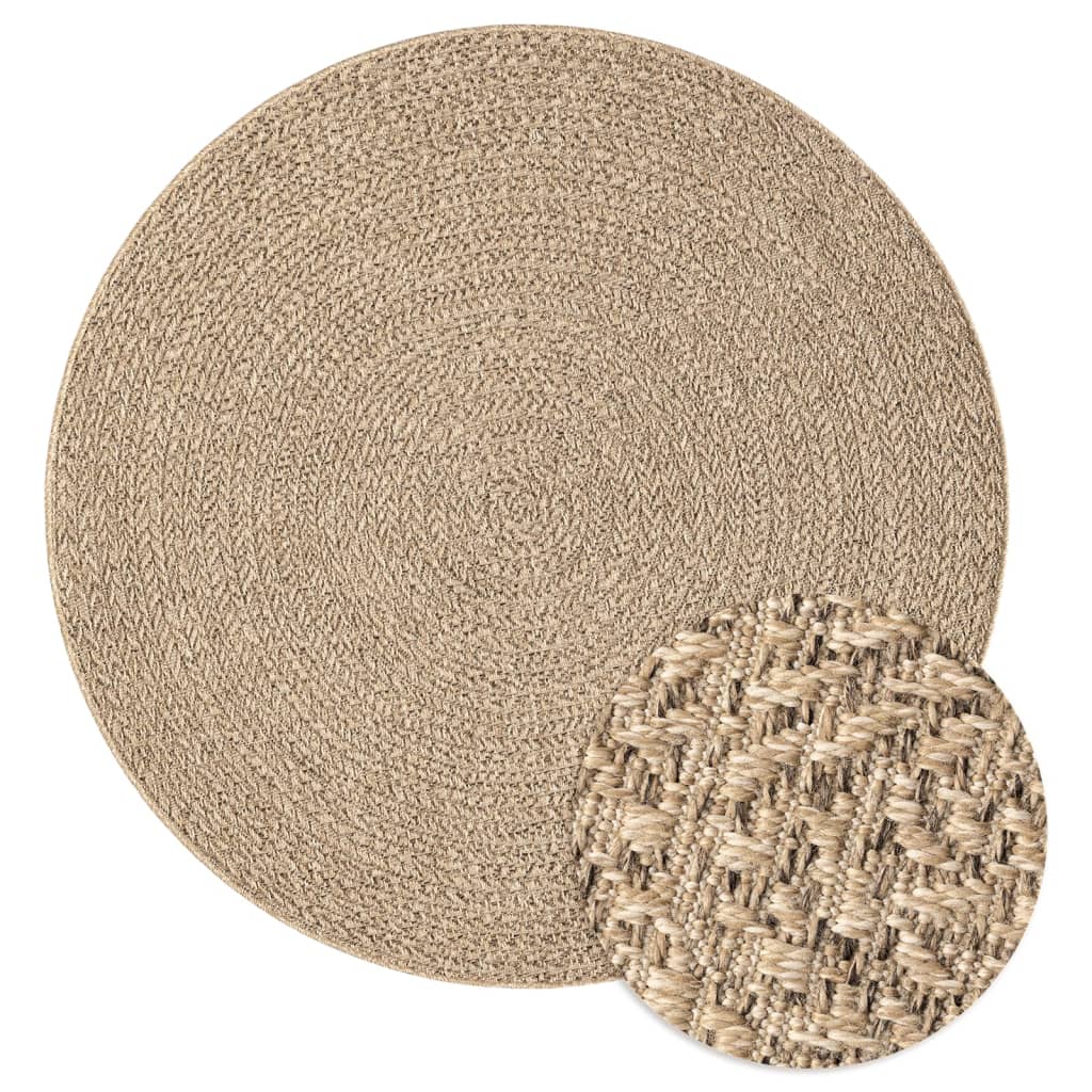 Rug ZIZUR Ø 200 cm Jute-Look Indoor and Outdoor