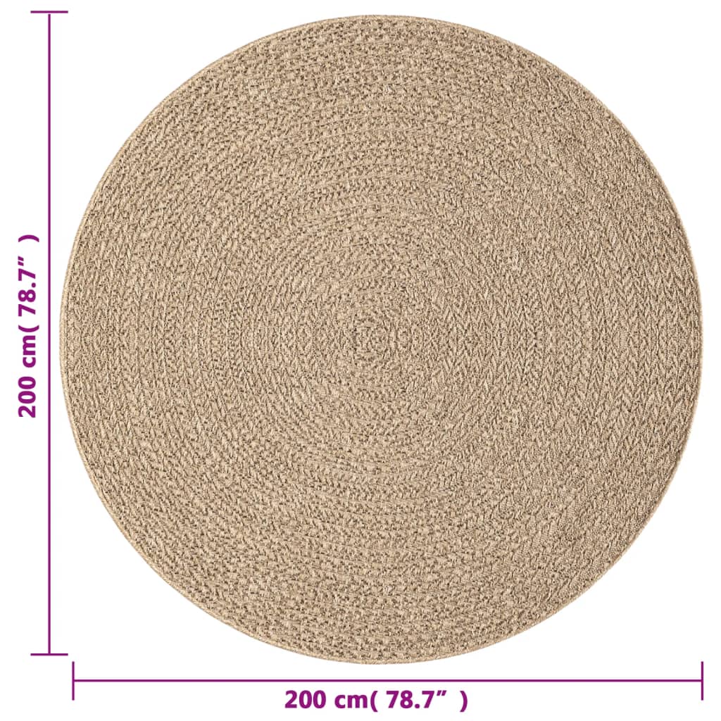 Rug ZIZUR Ø 200 cm Jute-Look Indoor and Outdoor