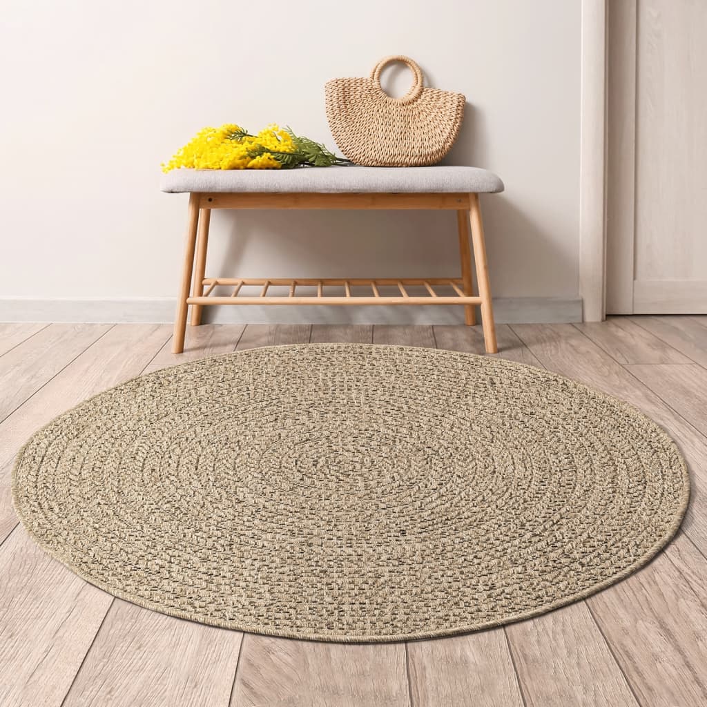 Rug ZIZUR Ø 200 cm Jute-Look Indoor and Outdoor