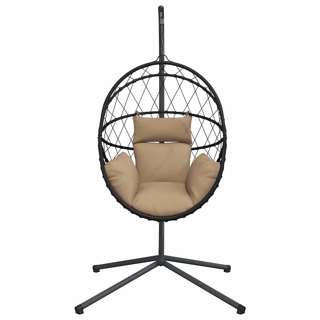 Hängesessel Ei-Design mit Ständer Taupe Rattan und Stahl