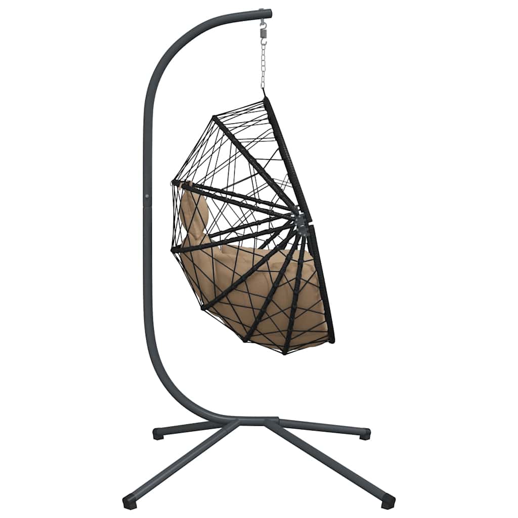 Hängesessel Ei-Design mit Ständer Taupe Rattan und Stahl
