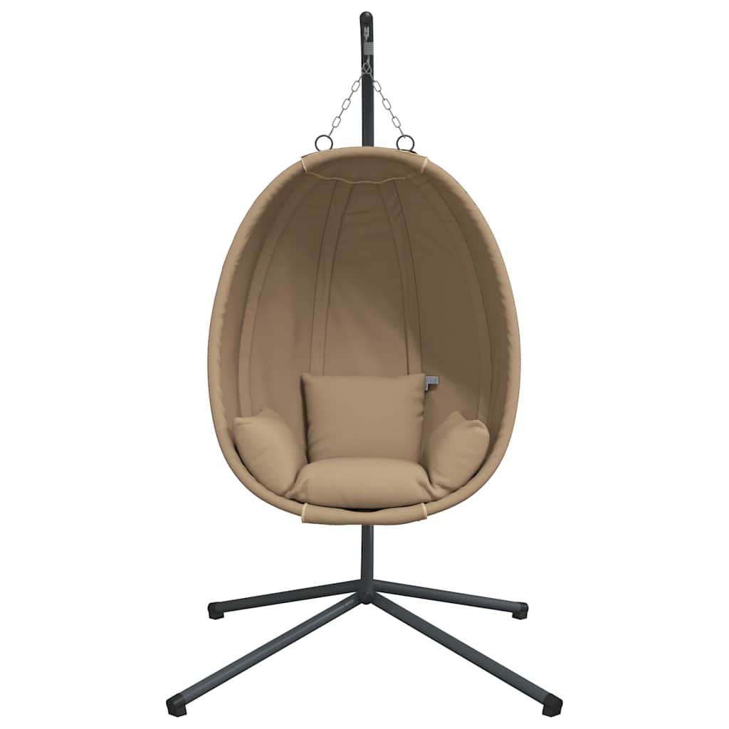 Hängesessel Ei-Design mit Ständer Taupe Rattan und Stahl