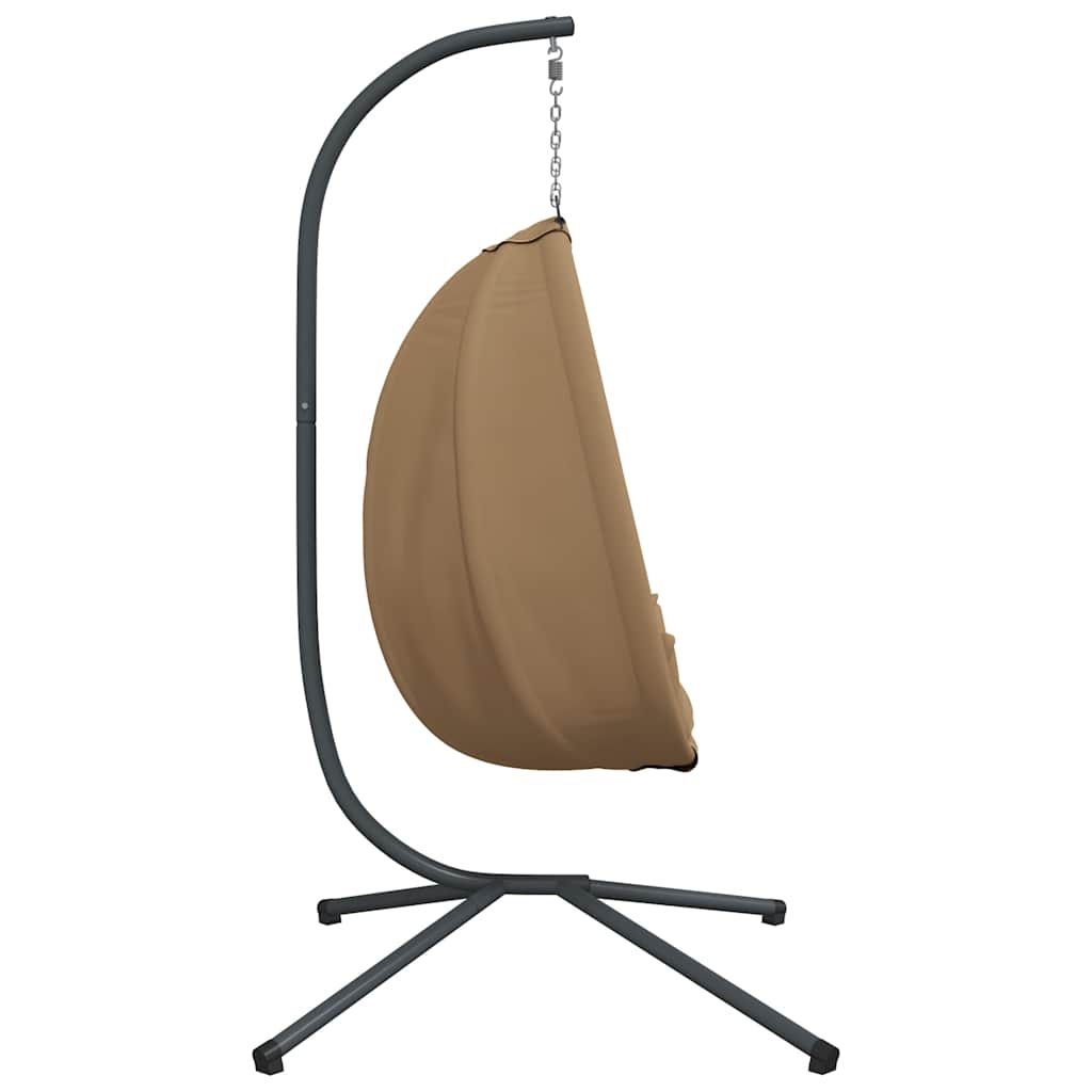 Hängesessel Ei-Design mit Ständer Taupe Rattan und Stahl