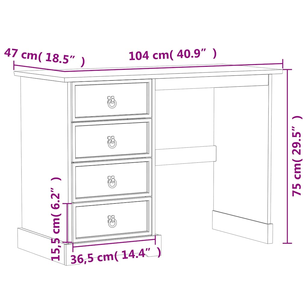 Dressing Table Corona 104x47x75 cm Solid Pine