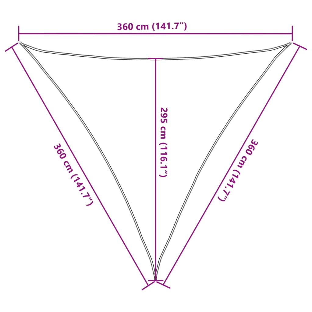 Sonnensegel 160 g/m² Dreieckig Hellgrau 3,6x3,6x3,6 m HDPE