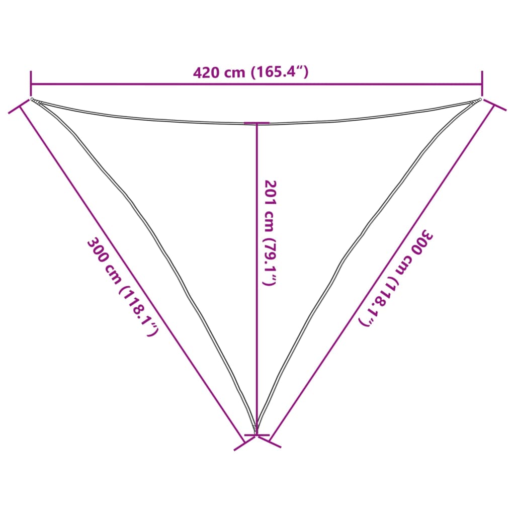 Sonnensegel 160 g/m² Dreieckig Hellgrau 3x3x4,2 m HDPE
